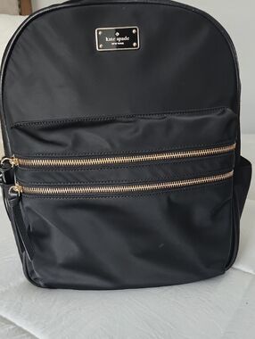 kate spade Black Nylon Backpack with Gold Hardware Accents